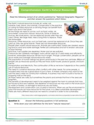 cover image of Grade 6 English: Comprehension - Natural Resources
